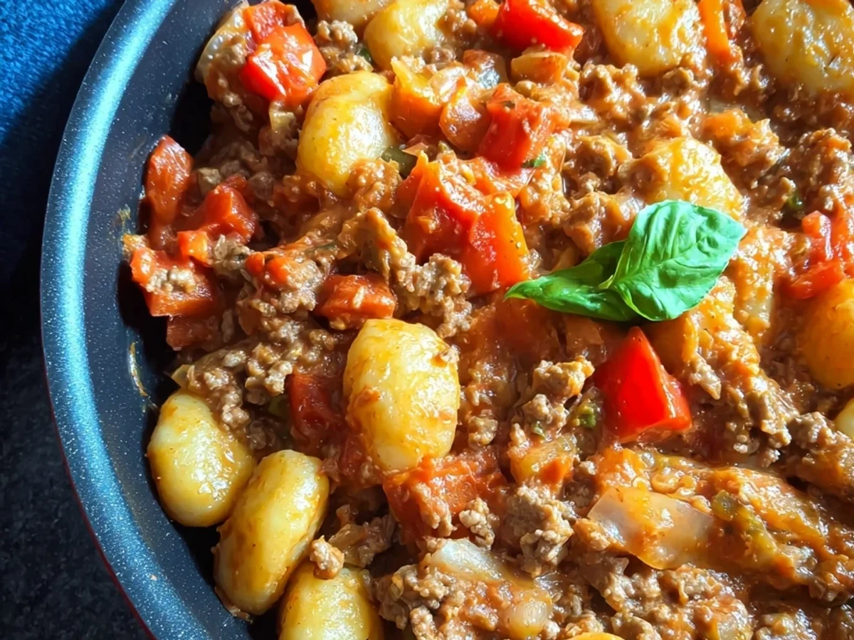 Schnelle Gnocchi Pfanne mit Hackfleisch & Paprika - Bild 1