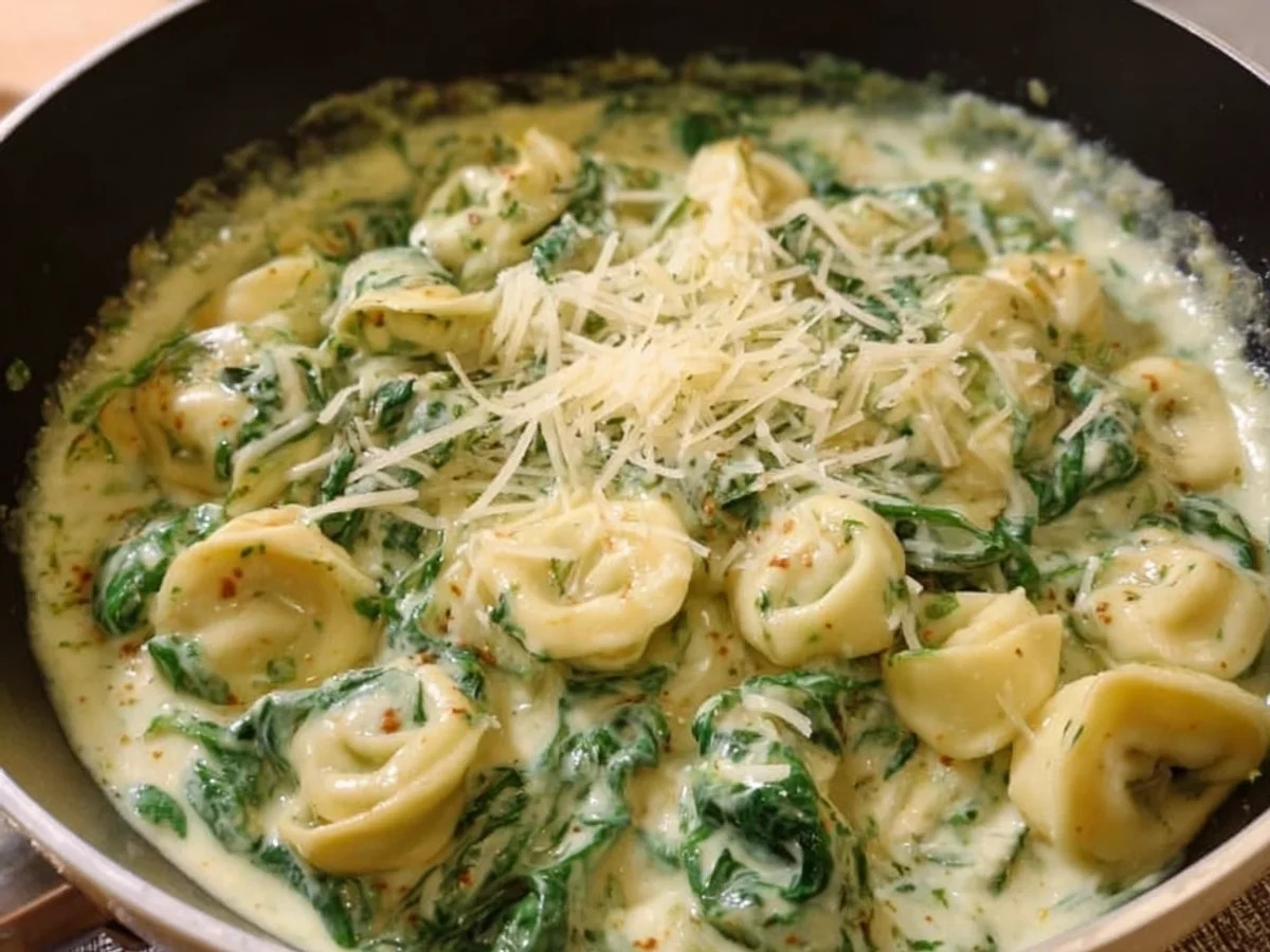 Cremige Tortellini mit Spinat-Sahne-Sauce - Beitragsbild