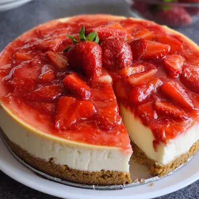 Erdbeer Cheesecake mit Keksboden