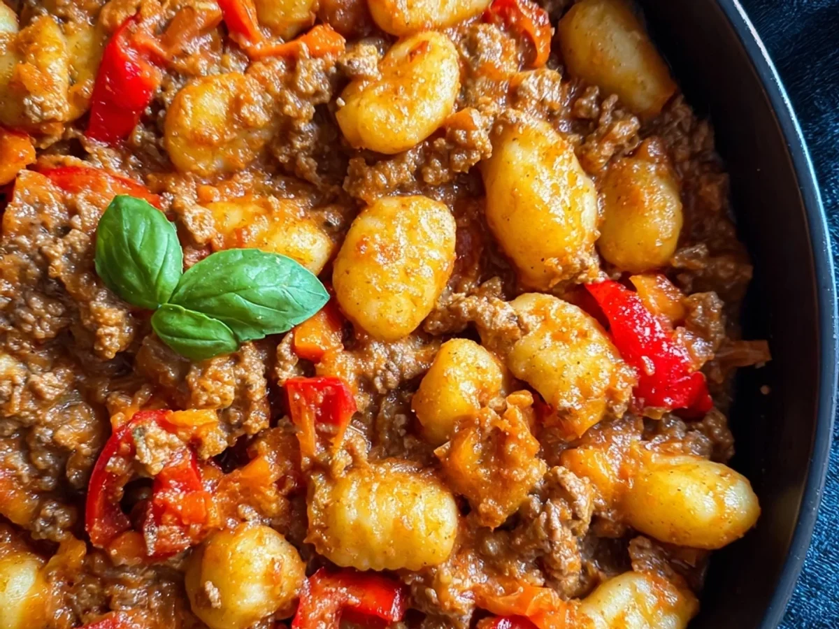 Schnelle Gnocchi Pfanne mit Hackfleisch & Paprika - Beitragsbild