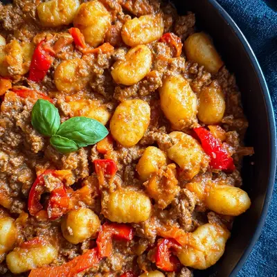 Schnelle Gnocchi Pfanne mit Hackfleisch & Paprika